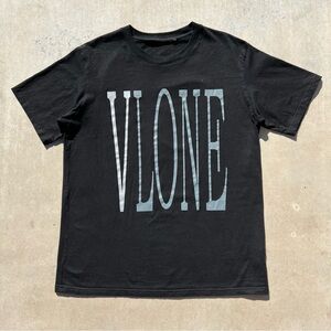 Mens Black and grey 3M reflective Vlone hype streetwear tee shirt asap playboi
